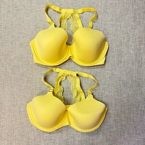 Soma Embraceable Geo Lace Bra Set. Racerback 36DDD  Canary Yellow - Underwire